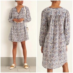 Xirena Nyssa Brown Blue paisley block print cotton dress Sz Small